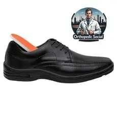 Sapato Ortopédico Social Masculino Confortável Antistress Couro ENVIO IMEDIATO