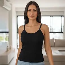 Blusa Regata Feminina Canelada Alcinha Bojo Básica Blusinha Alça Fina Verão Dia A Dia