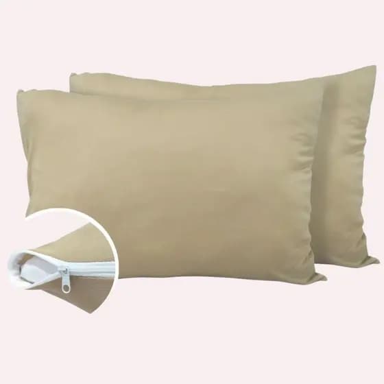 Kit 2 Capas De Travesseiro Com Zíper Reforçado Em Malha Gel Lisa Resistente