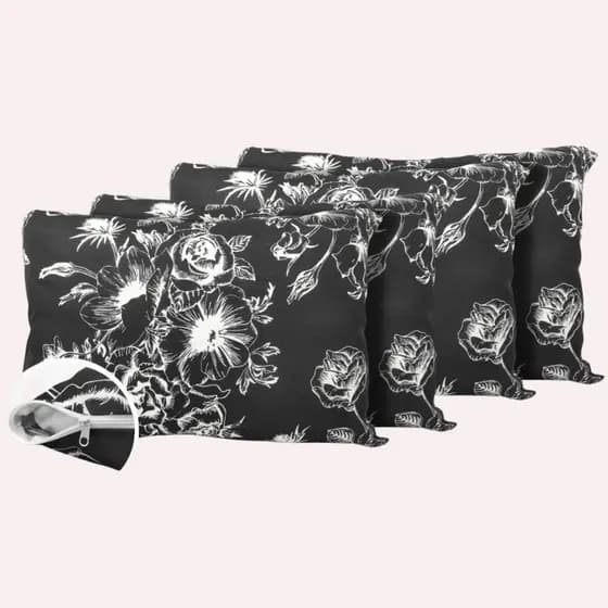 Kit 4 Fronhas De Travesseiro Estampada Com Zíper Capa Protetora Malha Gel Premium Resistente 70x50cm