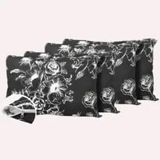 Kit 4 Fronhas De Travesseiro Estampada Com Zíper Capa Protetora Malha Gel Premium Resistente 70x50cm