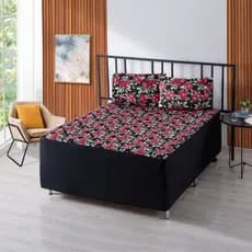 Kit Capa Protetora Impermeável Matelado Casal 1,88x1,38x50cm Com 2 Fronhas Estampadas Em Malha Gel