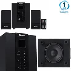 Caixa de Som para Pc com Bluetooth 20W In Aux Cartão SD USB Rádio FM