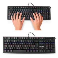 Teclado Gamer Mecânico Ergonômico Multimídia led Rainbow Usb Teclas Anti-Ghosting 2 Case Preto Branco