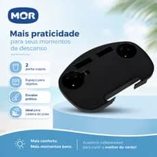 Mesa Mesinha Portátil Para Cadeira De Praia Porta Copo Verão Preta Mor