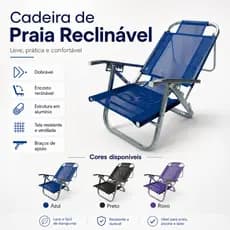 Cadeira De Praia Reclinável Copacabana Em Alumínio Botafogo