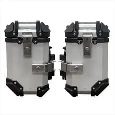 Baú de Moto Lateral Tronos 36L-T-X em Alumínio (PAR) - 36 Litros - Forro em Couro Sintético - Prata