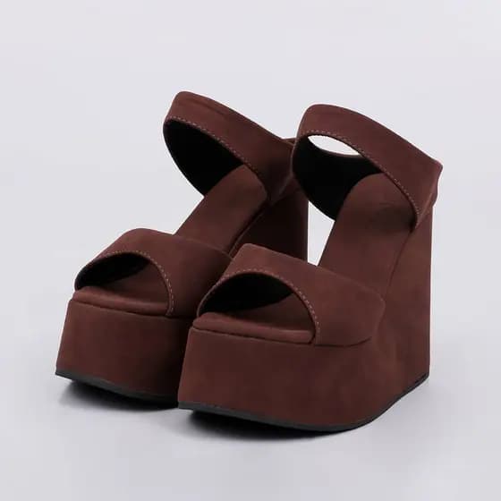Tamanco Canadá Feminino Anabela Plataforma Boho Camurça