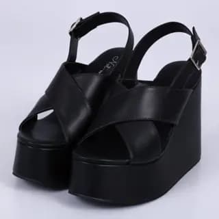 Sandália Feminina Anabela Plataforma Salto Alto Atlanta com Tiras Cruzadas - Not-me Shoes