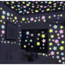 Adesivo Luminoso de Teto Estrelinha e Floco de Neve Fluorescente para Decoração