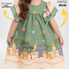 Vestido Infantil Menina Princesa Com Manga Estampa Colorida Verão Dia-a-Dia Perfeito Blogueirinha