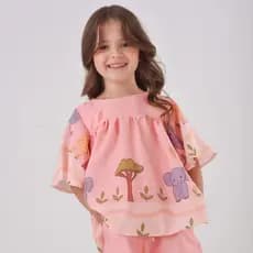 Conjunto Infantil Feminino Short e Blusa Blogueirinha Verão Férias Mini Diva