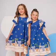 Vestido Infantil Estampado Rodadinho Menina Casual Luxo Premium Colorido Passeio Festa Diversão