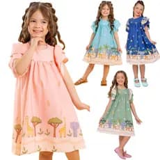 KIT 2 ou 1 Vestido Infantil Estampado Feminino Juvenil Três Marias Verão Blogueirinha Tam  4 AO 12