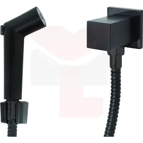 Ducha Higiênica Metal Para Banheiro Lavatório Quadrada Gatilho Push Black Matte Preto Fosco 121