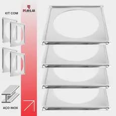 Porta Grelha em Aço Inox – Suporte para Ralo Caixilho Quadrado Resistente Cromado