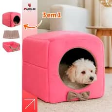 Toca Caminha Colchonete 3 em 1 Pet Cachorro Gato Dog  Lavável Rosa Porte Grande