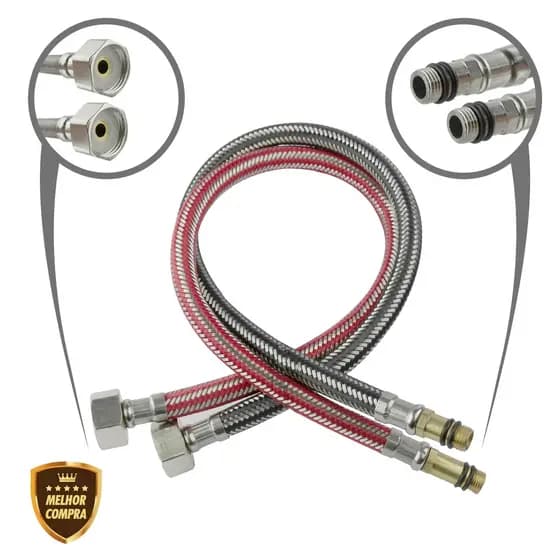 Engate Mangueira Flexível Para Misturador Rabicho Monocomando Rabicho 50 cm 1 PAR Cód. 0201