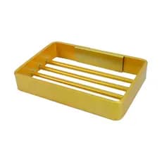Saboneteira Porta Sabonete Quadrada Parede Bancada Nicho Aço Inox Multiuso Dourada Cód. 3776
