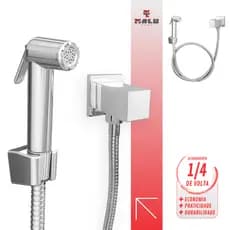 Ducha Higiênica Chuveirinho Quadrada Metal Vazo Sanitário 1/4 De Volta Luxo Cromada Cód. 2029