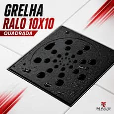 Grelha Ralo Quadrado de Abs 10X10 Abre e Fecha Preto