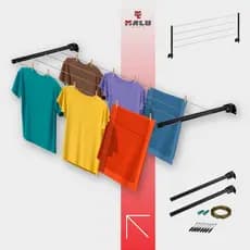 Varal Retrátil Roupa Parede Extensível Reforçado Completo PR
