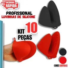 10 Unidades Luvas Térmica de Silicone Pega Panela Bico de Pato Resistência até 230°C Cozinha Forno