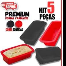 Kit 5 Forma assadeira Pão Silicone Torta Pudim Bolo Inglês Sobremesa Culinária formas assadeira 17CM