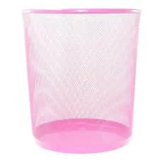 Lixeira Metal Aramado Cesto Lixo Escritório 10 Litros Rosa
