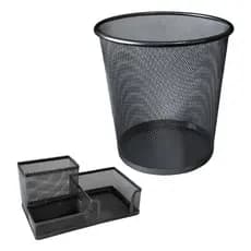 Kit 13 Organizador De Mesa e 13 Lixeira 10 litros Preto