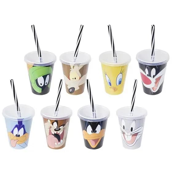 Copo Infantil com Tampa e Canudo Looney Tunes 270 Ml Plasutil - Escolha