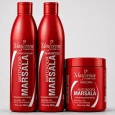 Kit Matizador Marsala Shampoo Condicionador Máscara Cabelo Vermelho Hidratação Brilho Maycrene