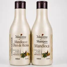Kit Mandioca Shampoo e Condicionador Crescimento Hidratação Brilho Cabelo Forte Maycrene