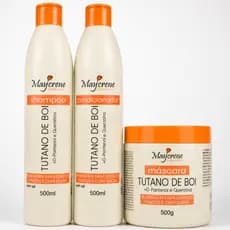 Kit Tutano de boi Shampoo Condicionador Máscara de Hidratação Crescimento Ação anti queda Maycrene