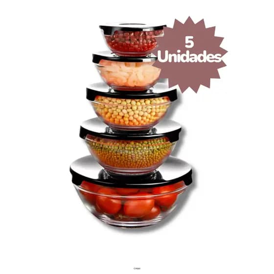 Kit Conjunto De Potes 5 Peças Vidro Resistente Organizadores De Cozinha Multiuso