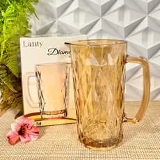 Jarra de Vidro Ambar Metalizado 1L Diamond Água Suco Restaurante Buffet Drinks Âmbar