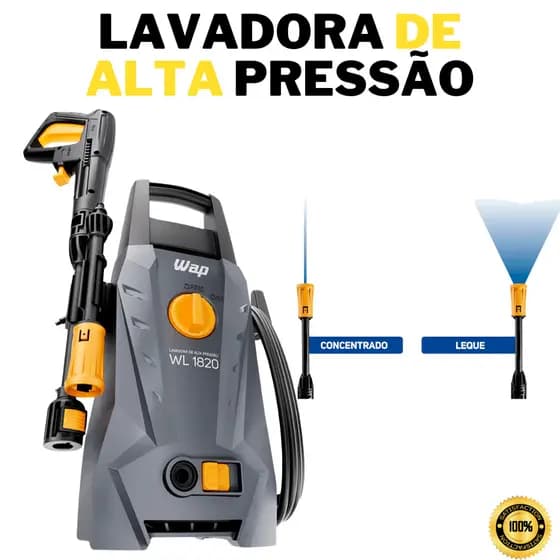 LAVADORA DE ALTA PRESSÃO 1400W 1500PSI WAP WL 1820 127V Desentupidora Pressão Extrema Turbo Lavar Calçada