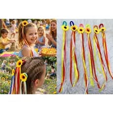 KIT 6/12 Elásticos Rabico Xuxinha Para Cabelo Fitinha Colorida para festa junina Canaval--v
