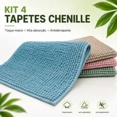 Kit 4 Tapete Estilo Bolinha Antiderrapante Microfibra Toque Suave Super Macio