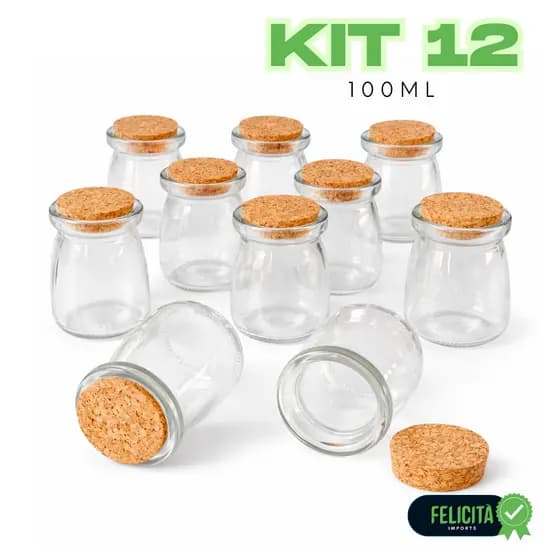 Vidro Com Tampa De Cortiça Kit 5, 10, 12 Pote de Vidro Com 100ml Porta tempero Condimentos Potinho