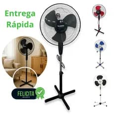 Ventilador De Coluna 40cm 50W 3 Pás De Plástico Forte Pedestal Calor Ventilador Grande