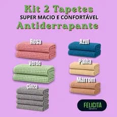 Kit 2 Tapete Bolinha Antiderrapante Microfibra Toque Suave Super Macio
