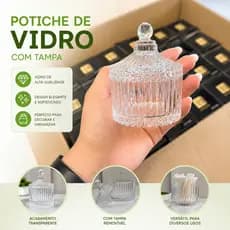 Kit Mini Bomboniere Potiche Vidro com Tampa 90ml Lembrancinha Casamento Batizado Festa