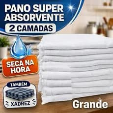 Panos de Chão Branco Grosso, Alta Absorção, Resistente, Grande e 100% Algodão (Kit com 5 ou 10)