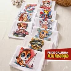 Panos De Prato Pé de Galinha Estampado (Kit com 5, 10, 15 e 20 Peças)