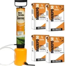 Bomba Mata Formiga Polvilhadeira Manual Leve Guarany + 4kg Formicida Pó Veneno Contra Formigas Cortadeiras e Urbanas