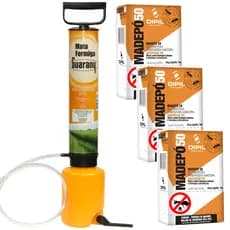 Bomba Mata Formiga Polvilhadeira Guarany + 3kg Formicida Pó Manual Leve Veneno Contra Formigas Cortadeiras e Urbanas