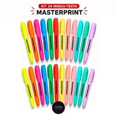 Kit Marca‑Texto Masterprint 24 Cores canetas canetinhas coloridas (12 Neon + 12 pastel) Masterprint