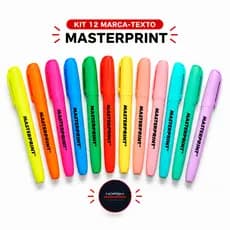 Kit Marca‑Texto Masterprint 12 Cores (6 Neon + 6 pastel) canetas canetinhas coloridas Masterprint