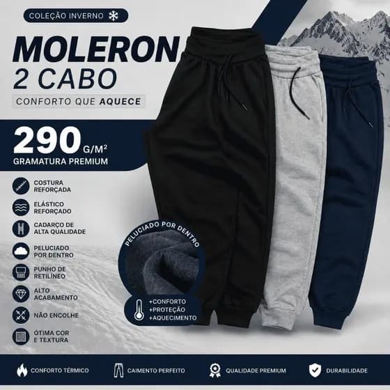 Calça moletom 2 cabo Peluciada Jogger Prime Imporada